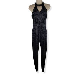 The Edit By Seventeen Black Velvet Jumpsuit Size 5
